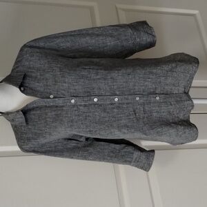 Paperwhite women's size 10 gray Buttondown 3/4 sleeve collared blouse